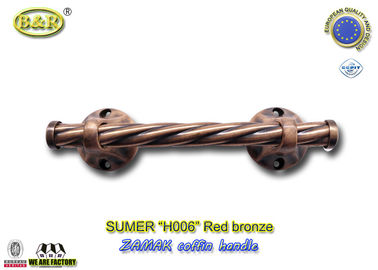 Cilalı Zamak Metal Tabut Kolları H006 kırmızı bronz renk Boyut 25.5 x 6.5 cm